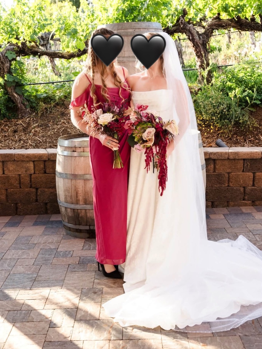 Azazie Off-Shoulder Ruffle Strap Maxi Dress in Wine